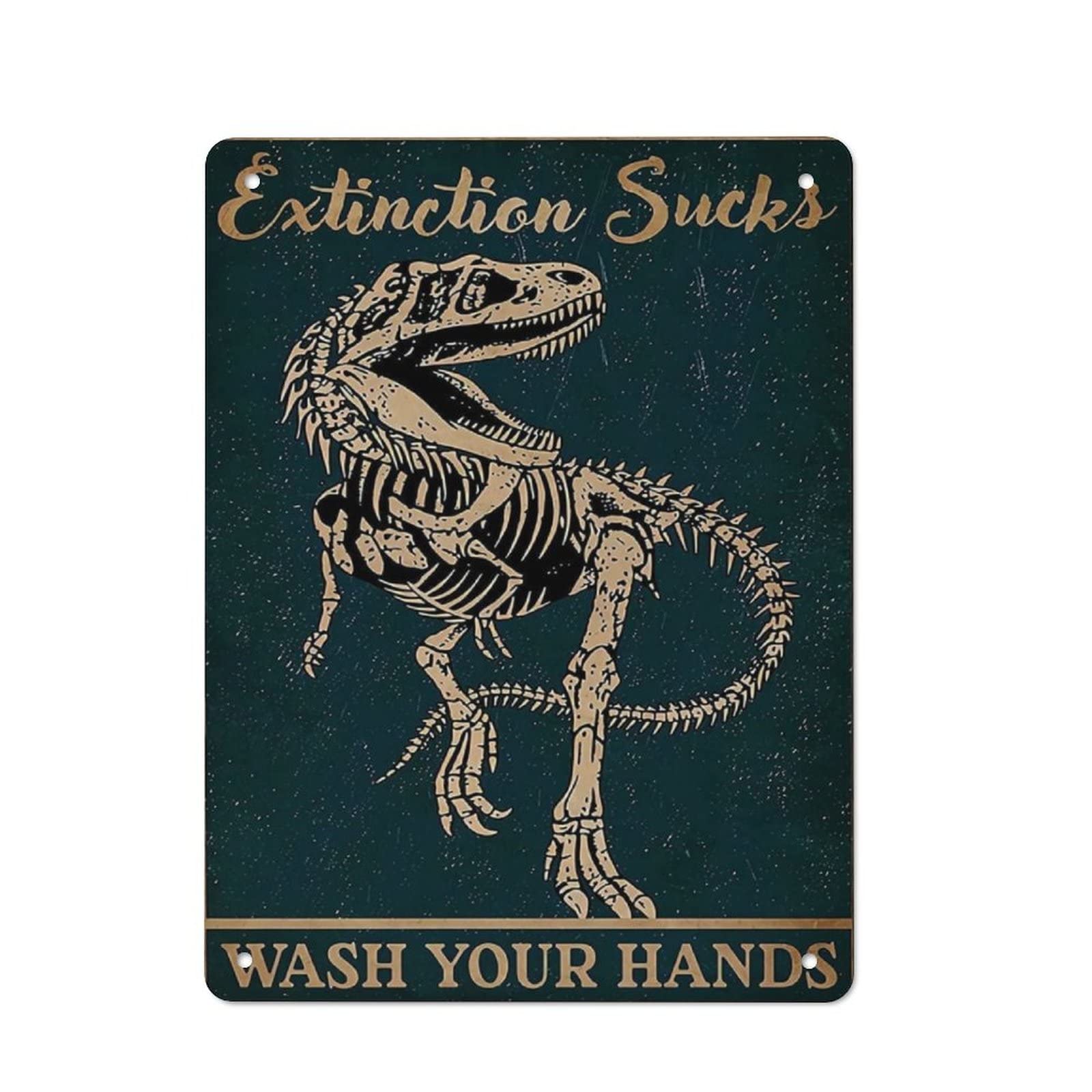 AOOEDM Dinosaur Wash Your Hands Tin Metal Sign Wall Decor Funny Inspirational Quote Wall Art Sign Vintage Tin Signs For Home Coffee Bar Man Cave Sign Pub Poster