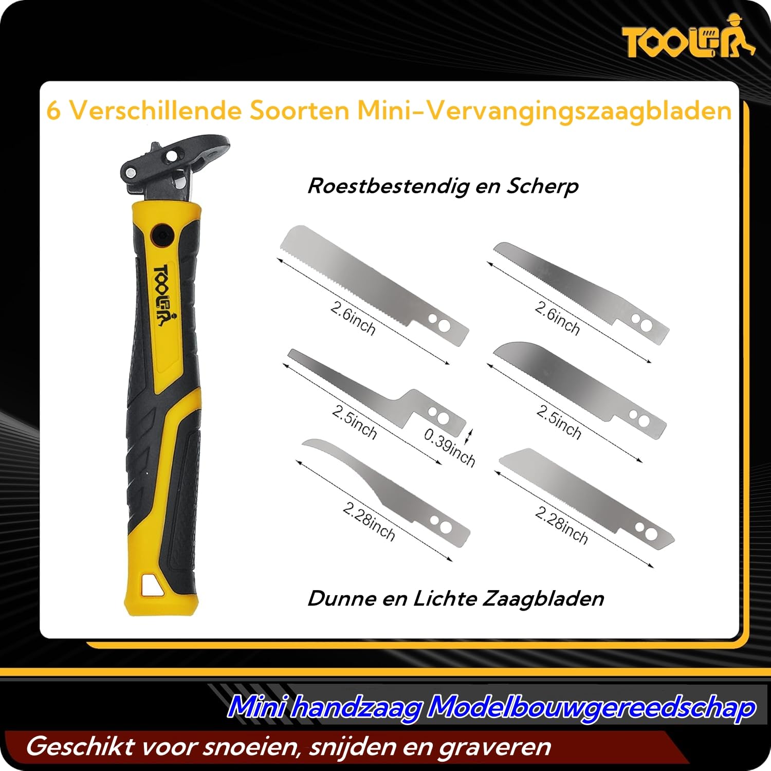 Magicbox 10 in 1 Modelbouw Zaagset, Mini Zaag voor Hout & DIY - Incl. 6 Zagen 2 Decoupeerbladen Naaldvijlen - Snelwisselsysteem, Ergonomisch Anti-Slip Handvat