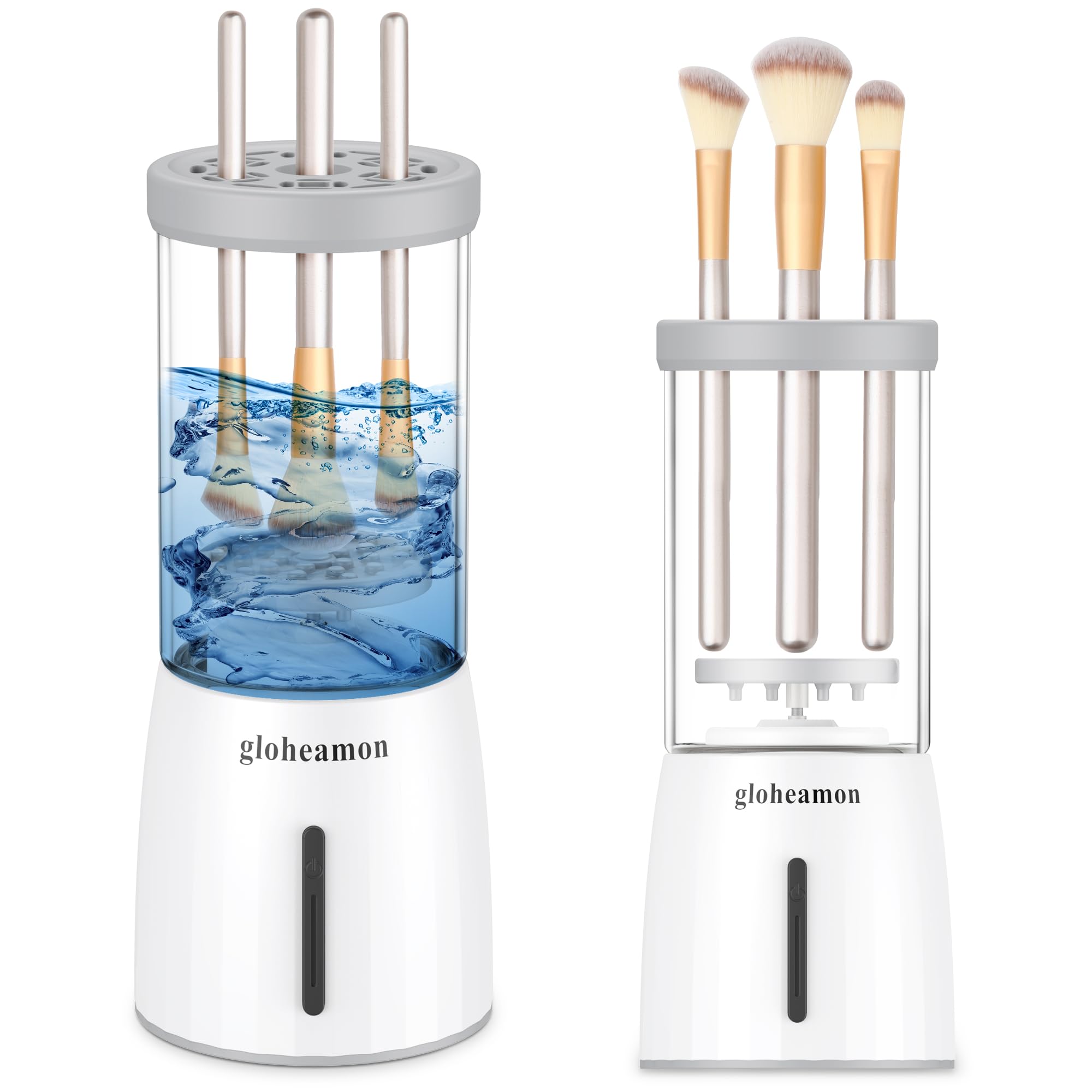 Gloheamon Electric Makeup Brush Cleaner,Quick Efficient Makeup Brush Cleaner Machine with Rechargeable Battery for Deep Cleaning All Types of Makeup Brush Sets,Automatic Cleaning and Drying