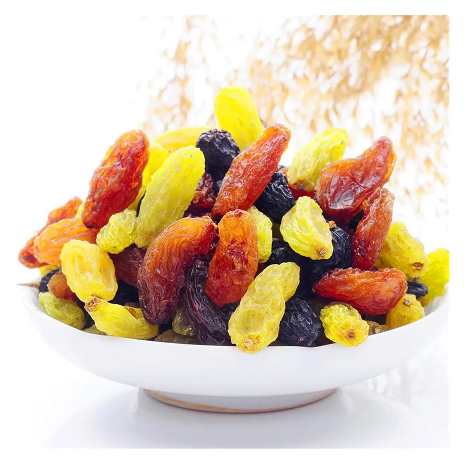 Pasas Tricolores, Bolsa 500g. Una mezcla de tres colores, madurados naturalmente y ricos en aromas frutales.(2bag)
