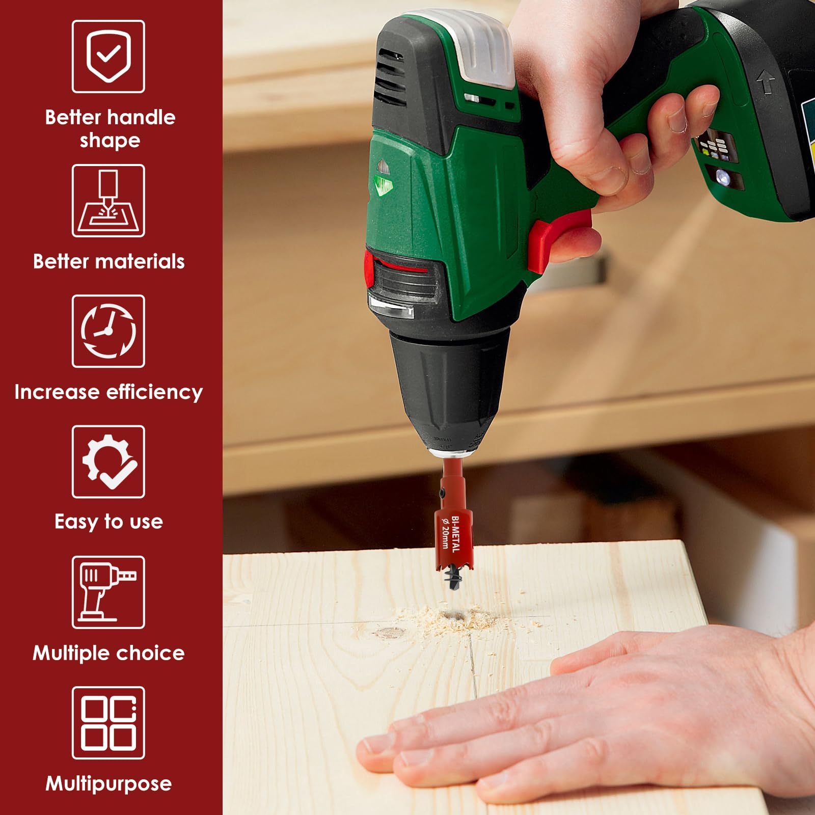 JETHMA Hole Saw Set, Durable Carbon Steel & High-Speed Steel Cutter for Wood Drywall, and Plastics - Image 2