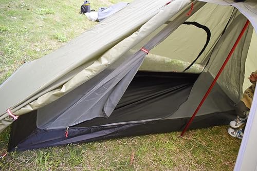 Miniatura 8 de Tienda caliente tipi para 4 personas con media malla y estufa ignífuga, ligera, 6.8 libras, altura 7.2 pies, tienda de campaña para acampar al aire