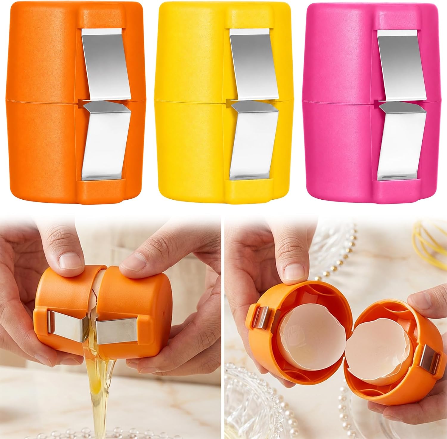 Egg Cracker, 3 PCS Multi Color Egg Cracker Tool Kit for Hard Boiled Eggs