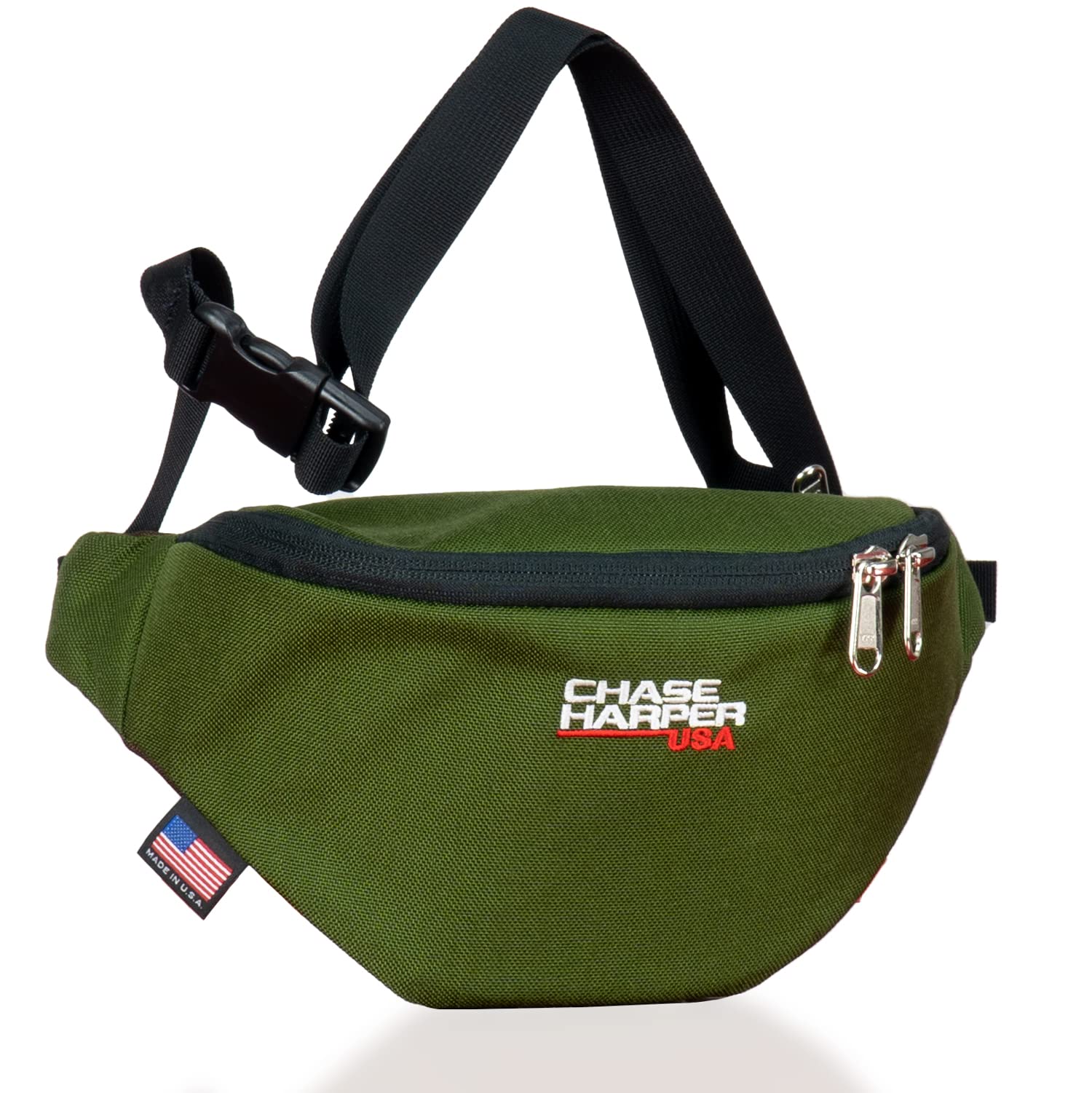 Chase Harper USA - RED LINE series - Single Crossbody Fanny Pack for Men and Women - Universal Fit - Quick YKK Release Buckle - Outdoors Workout - Olive