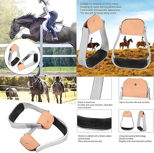 Miniatura 3 de LULUZ Estribo de aluminio occidental, proceso de fundición a presión, la superficie es más brillante y no porosa, estribo de caballo cojín negro