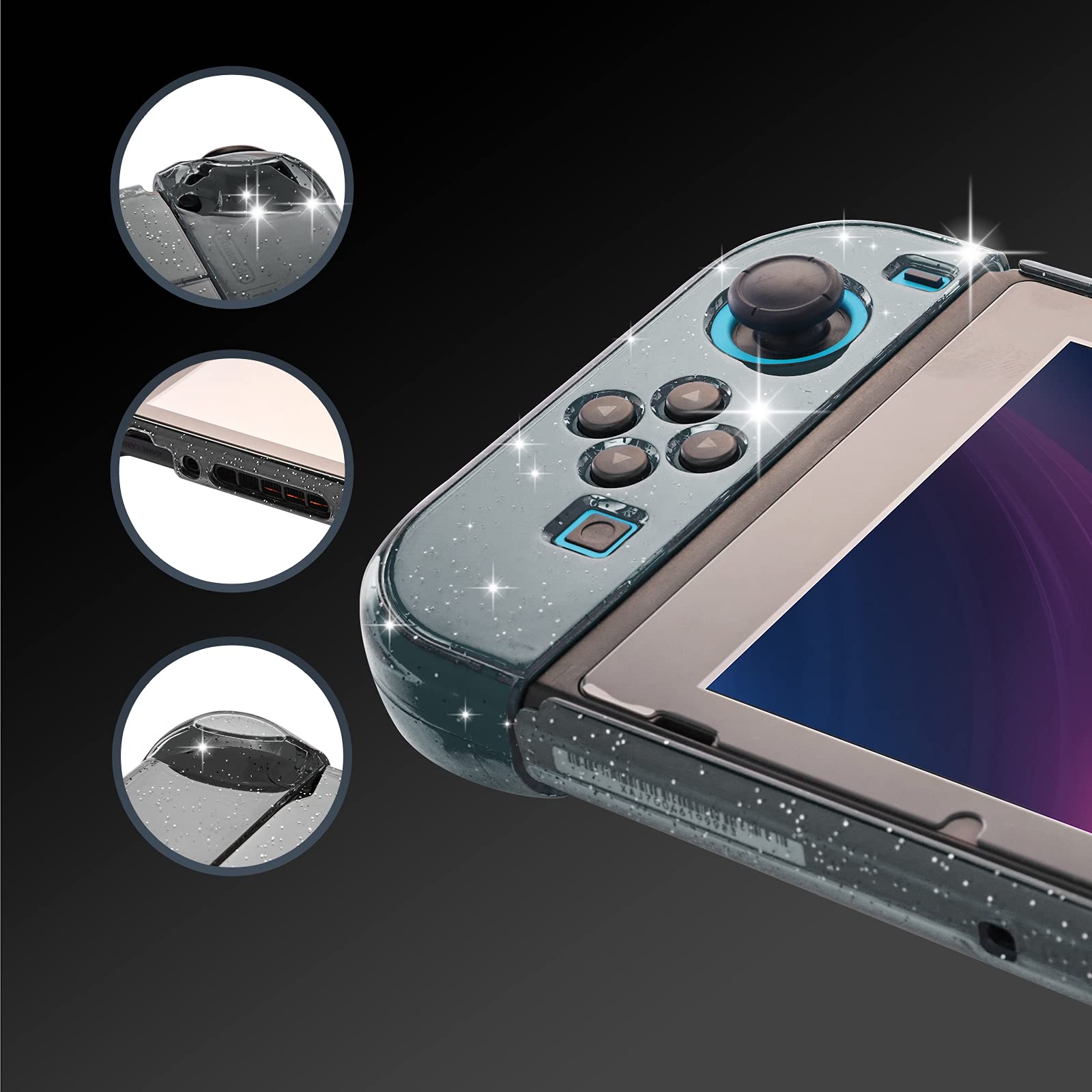 Amazon.co.jp: Nintendo Switch用グリッターケース、強化ガラス
