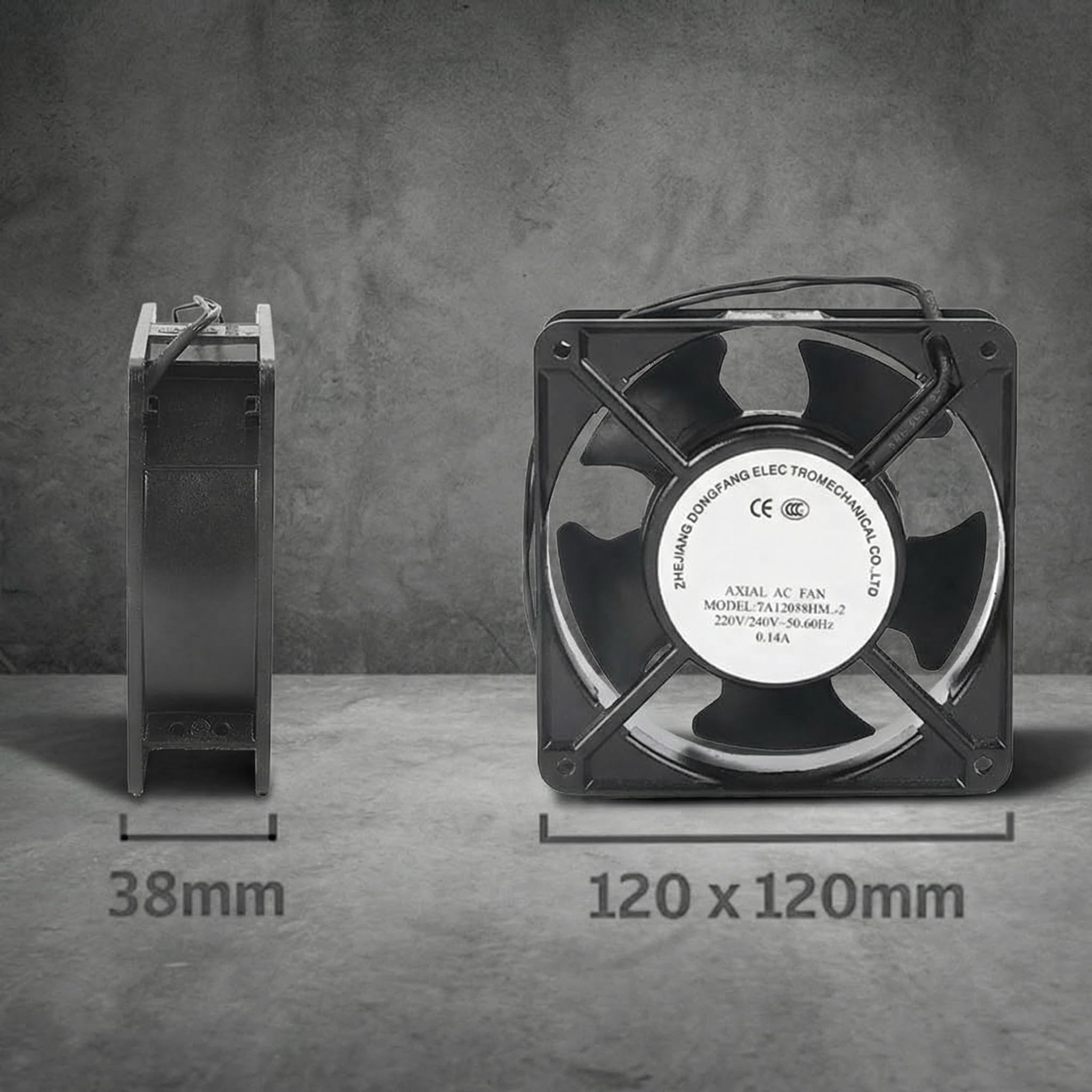 RemixAst | Ventilador para estufa de leña axial silencioso de alta temperatura | 120×120×38 mm Ventilador axial de cartucho de circulación de aire de aspas metálicas 220 V | Para chimenea insertada en