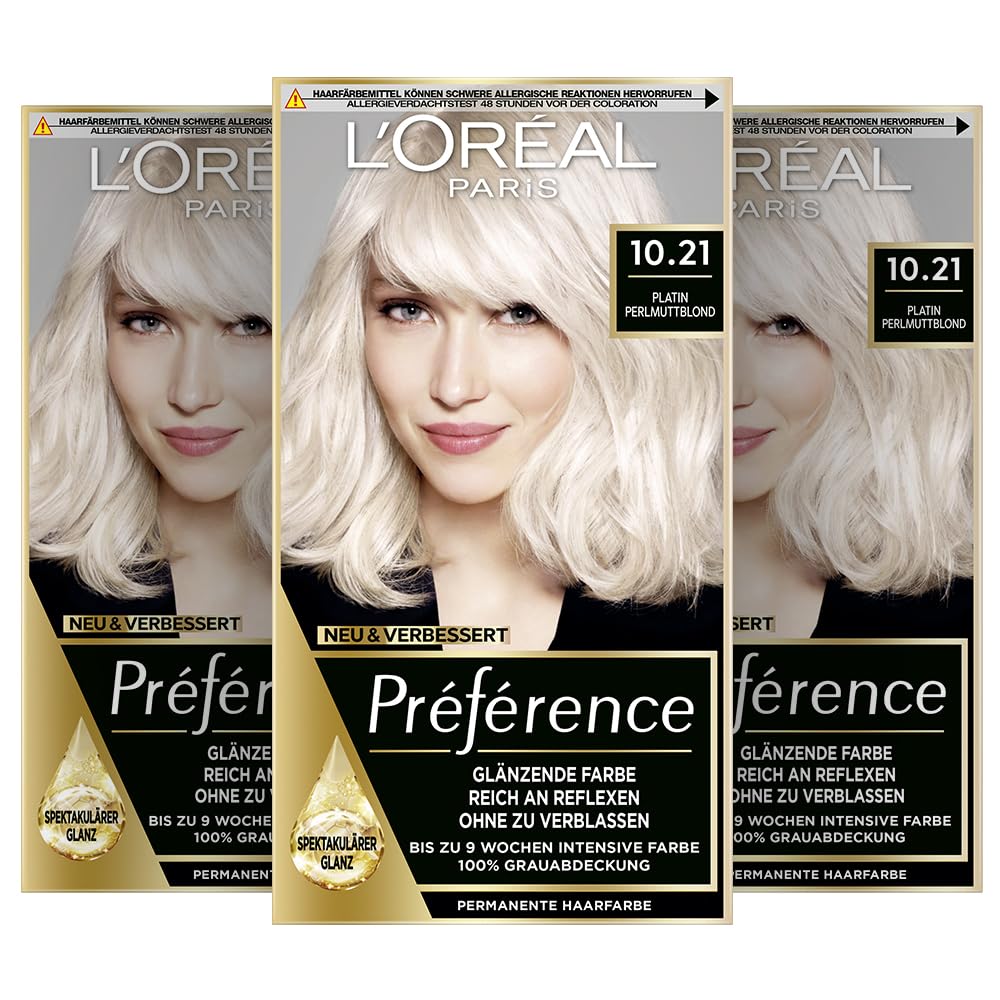 L’Oréal Paris Préférence Permanente Glänzende Farbe 10.21 Stockholm/Platin Perlmuttblond