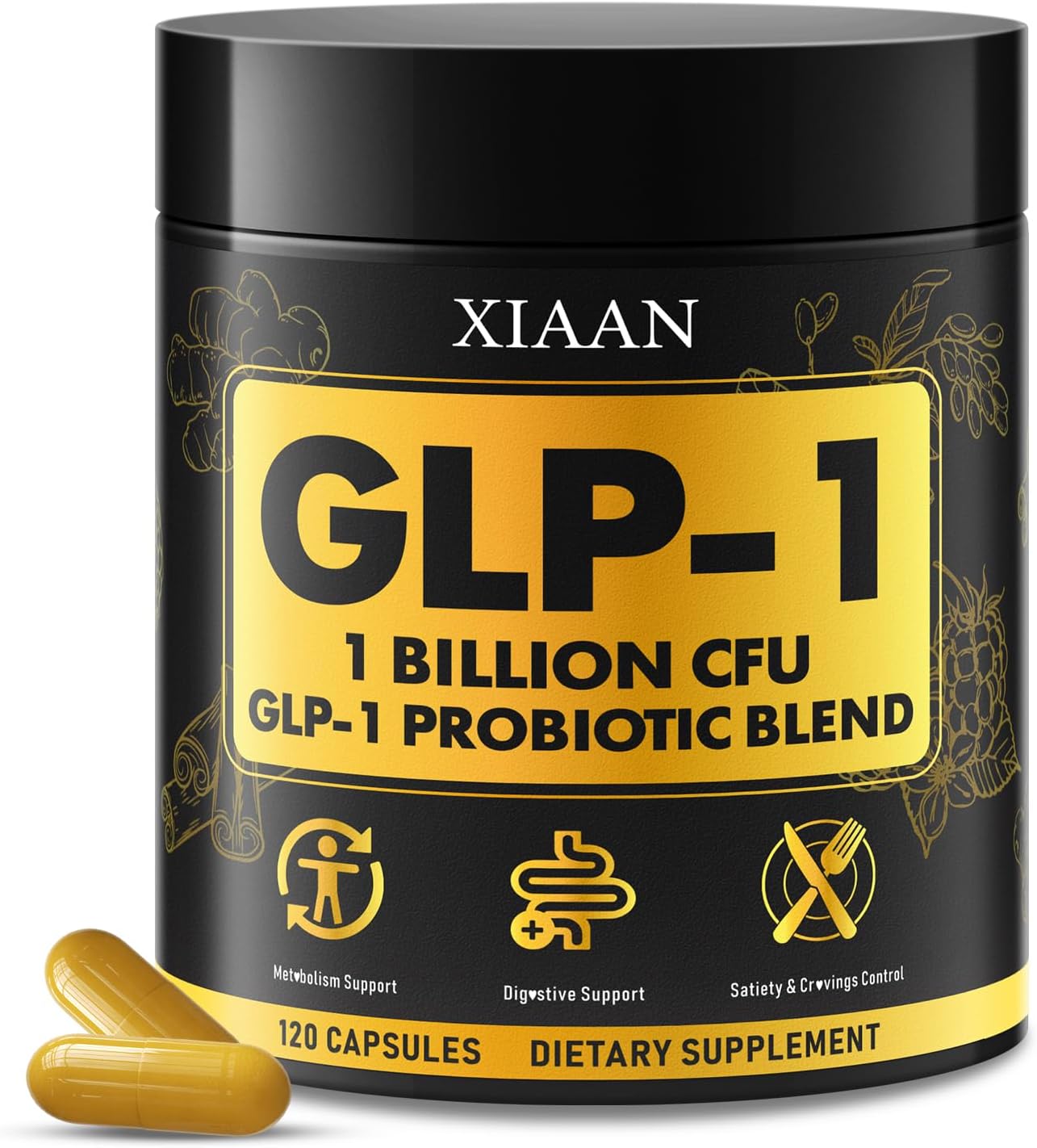 GLP-1 Supplement, GLP1 Support Probiotic with Berberine for Metabolic & Digestive Health, Vegan/Gluten Free/Natural GLP 1 Booster 120 Capsules