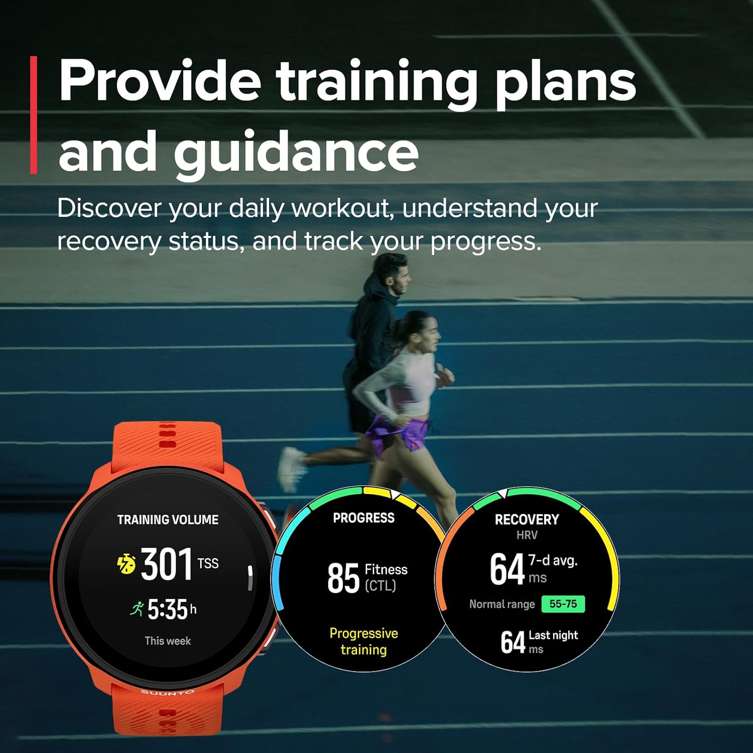 SUUNTO Run Sport Watch, Running GPS Watch Orange (w/Silicone Strap) & SUUNTO 22 ATH8 Silicone Strap Orange S+M