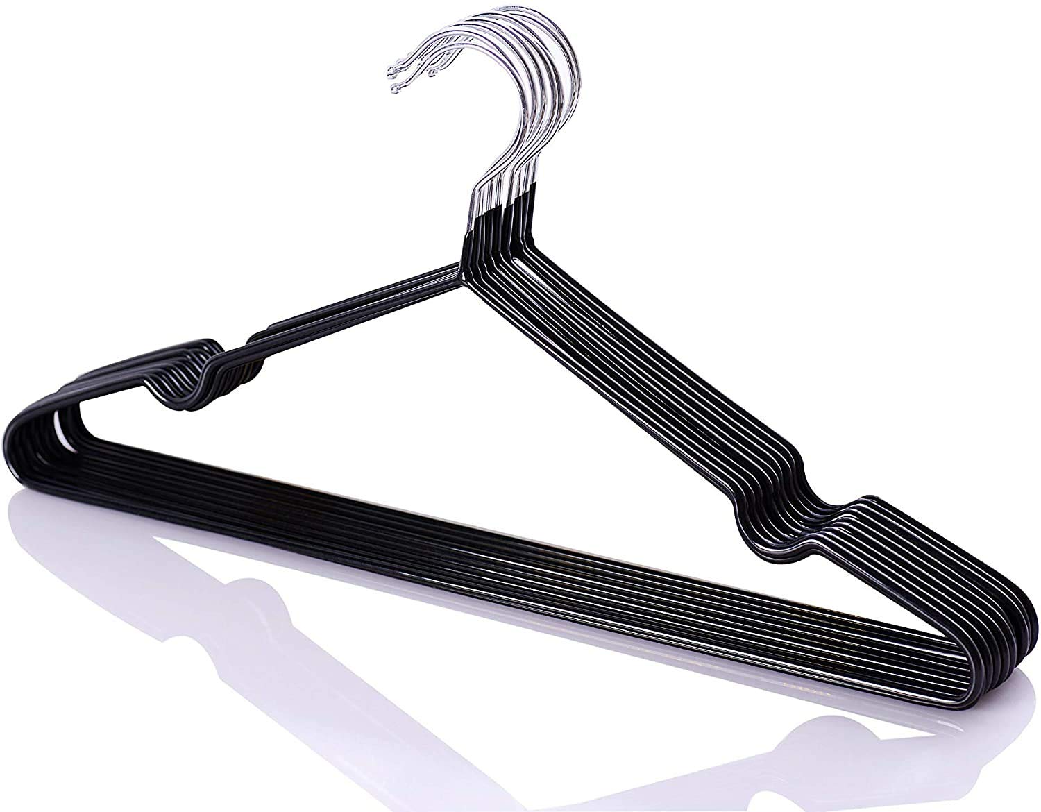 Vastra Metal Hangers Non-Slip Suit Coat Hangers Chrome, Metal Clothes Hanger with Rubber Coating,(10 pcs pack) (Black)-image-3