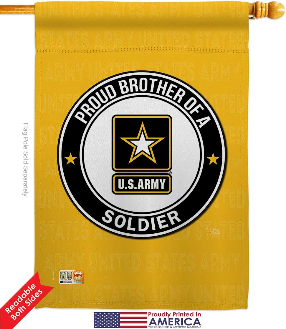 Army Proud Brother Soldier House Flag Armed Forces Rangers United State American Military Veteran Retire Official Small Decorative Gift Yard Banner Double-Sided Made In USA 28 X 40