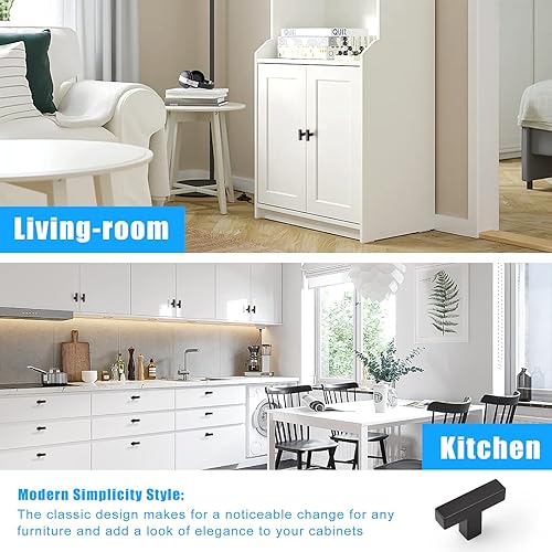 Miniatura 2 de KNOBWELL Paquete de 30 pomos de acero inoxidable de un solo agujero de 2 pulgadas para gabinetes de cocina, acabado negro mate, agujero único de 2