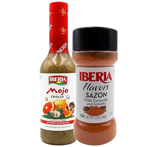 Iberia Sazon con annatoo y cilantro, 12 onzas + salsa marinadora española Iberia Mojo Criollo, 20 onzas líquidas