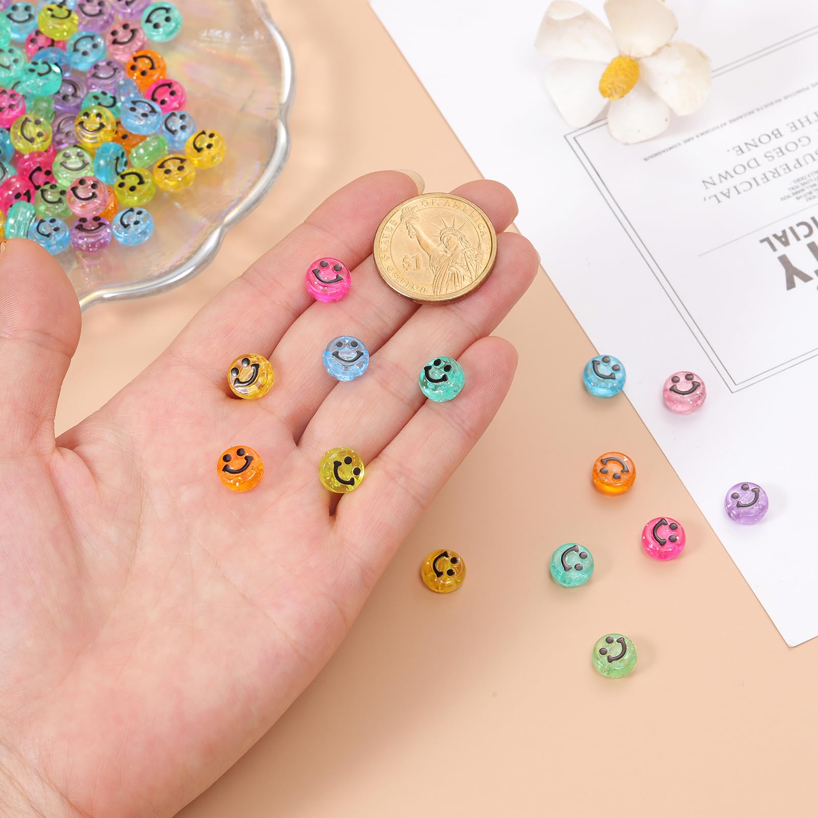300 Perline Con Faccine Sorridenti Fai Da Te Per Braccialetti Fai