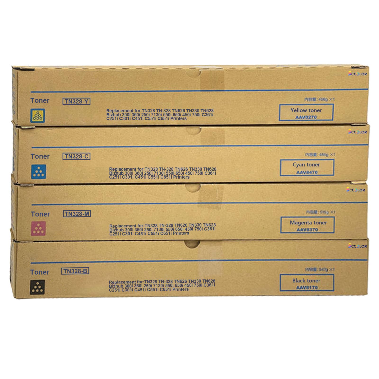SCCOLOR TN328 TN-328 Toner Cartridge TN328K TN328C TN328M TN328Y Compatible for Konica Minolta TN328 Toner Works for Konica Minolta Bizhub C300i C360i