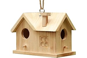 STARSWR Unpainted Hanging Wooden Birdhouse Kit for Painting and Decoration