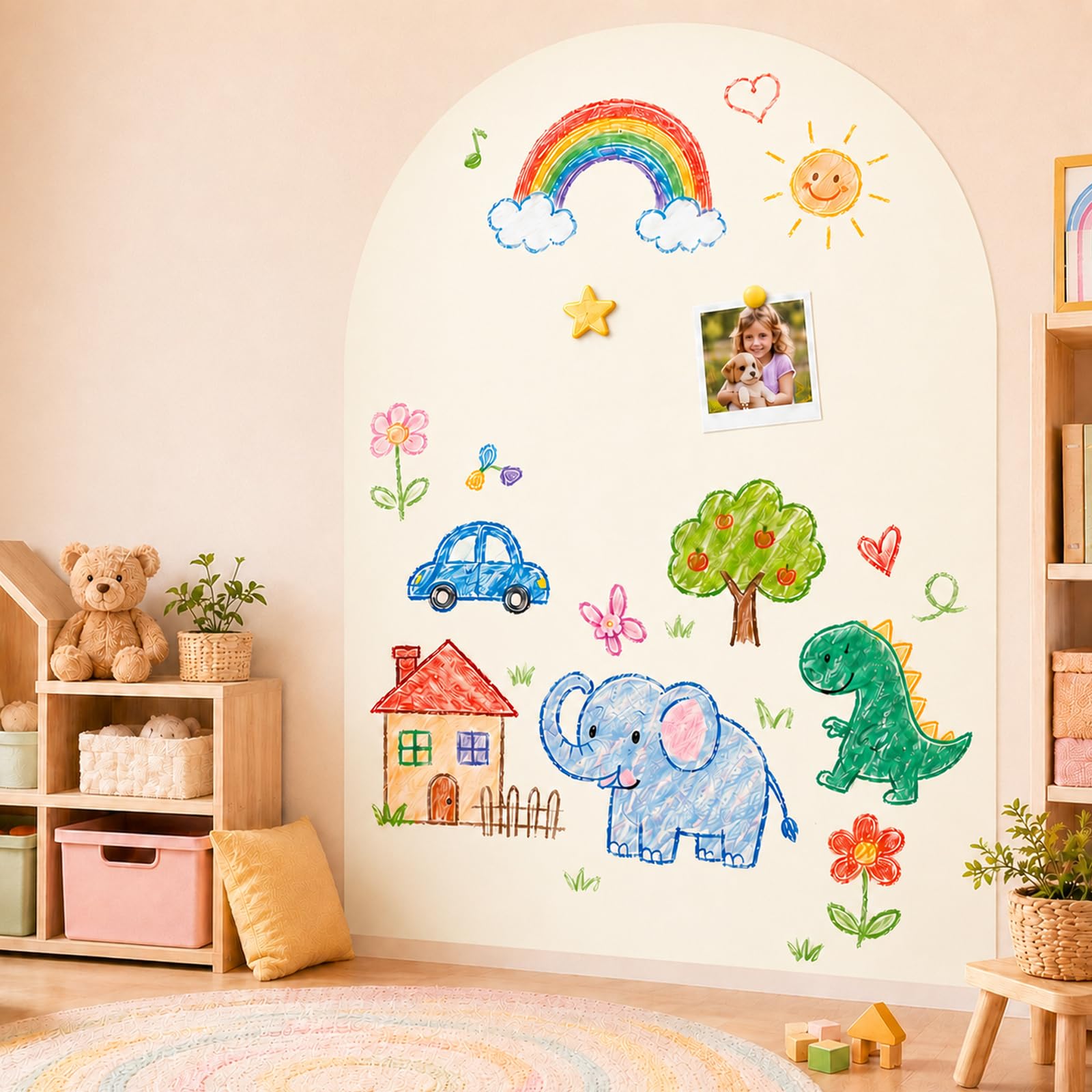 Magnetic Wall Decal 100x80cm – Peel & Stick Arch Chalkboard Sticker | Self-Adhesive Magnetic Board for Wall, Whiteboard & Blackboard for Home, Playroom, Classroom (White) — image 1