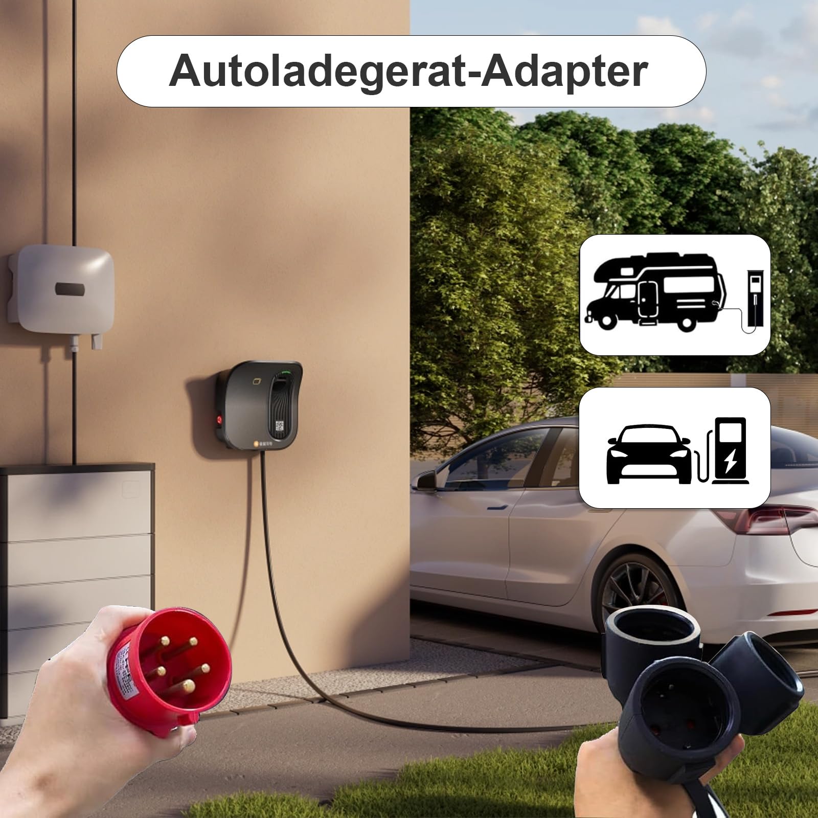 Adaptador CEE de 400 V 16 A macho a 3 enchufes Schuko de 230 V – Distribuidor de alta corriente | 0,5 m cable industrial (5,26 mm²) | resistente a temperaturas (-25 °C hasta +70 °C) | para caravanas
