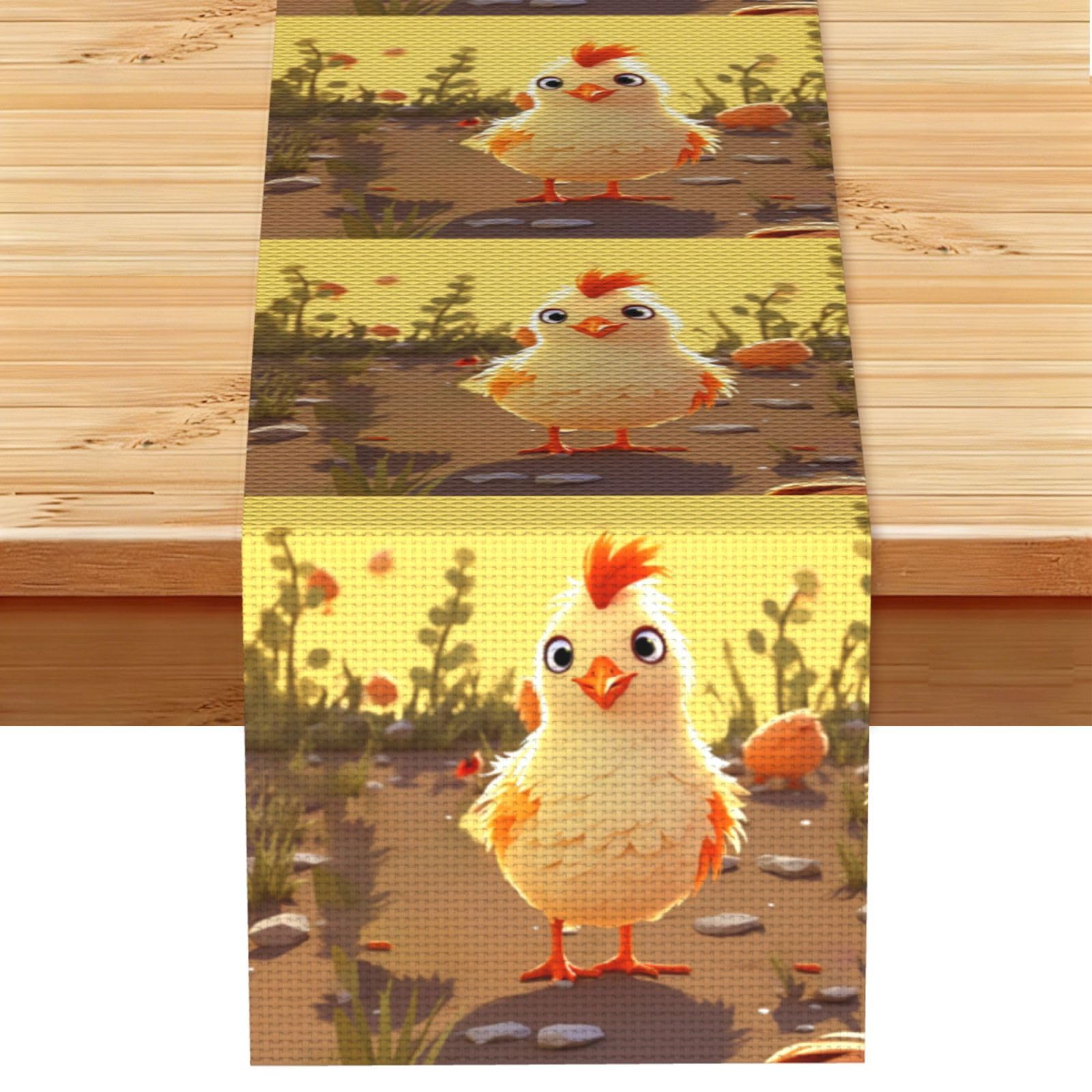 Fodpand Black Rustic Cotton Linen Table Runner, Chicken Chick Table Runners 13 X 72 Inches, Modern Elegant Farmhouse Tablecloth, Washable Kitchen Dining Table Decoration For Home Party Decor