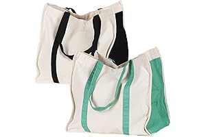 Anleo Heavy Duty Canvas Tote Bags with Side Pockets - Reusable Utility...