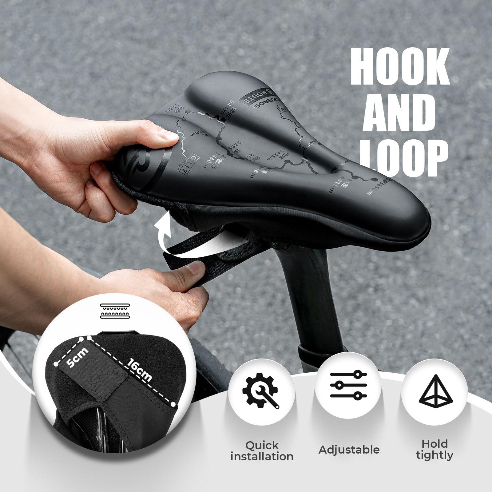 ROCKBROS Coprisella Bici, Coprisella Bici Morbido con Memory Foam e Gel, Copri Sella Ideale per MTB, Bici Gravel e da Corsa, Copertura Impermeabile in Regalo, Accessori da Ciclismo