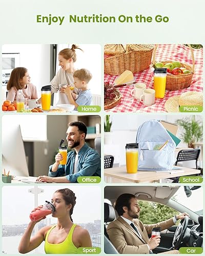 Miniatura 8 de Licuadoras para batidos, licuadora personal de 900 W para batidos y licuados con 2 vasos portátiles sin BPA de 22 onzas, exprimidor pequeño para