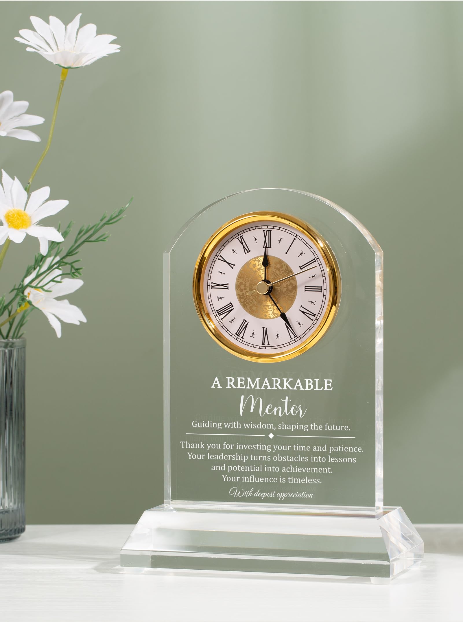 Cadeau mentor pour homme et femme – Horloge de bureau souvenir, Thank You for Helping Me Grow, avec boîte cadeau et carte, décoration de bureau et d'intérieur, appréciation pour enseignant, patron