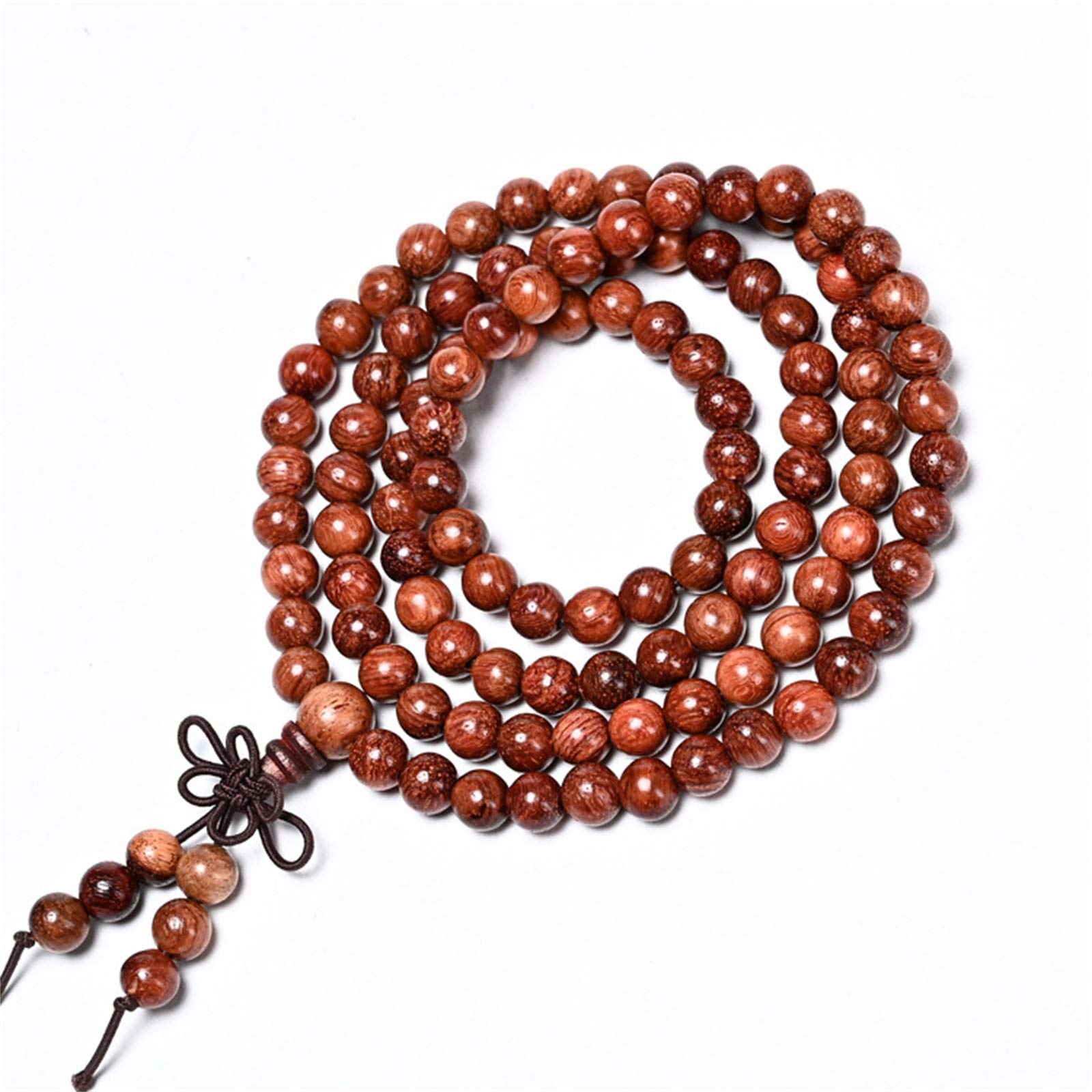 Bransoletka unisex z 108 naturalnych drewnianych koralików o średnicy 6 mm, Mala, naszyjnik z koralikami modlitewnymi, buddyjski różaniec, medytacja, joga, elastyczna, elastyczna bransoletka z natur