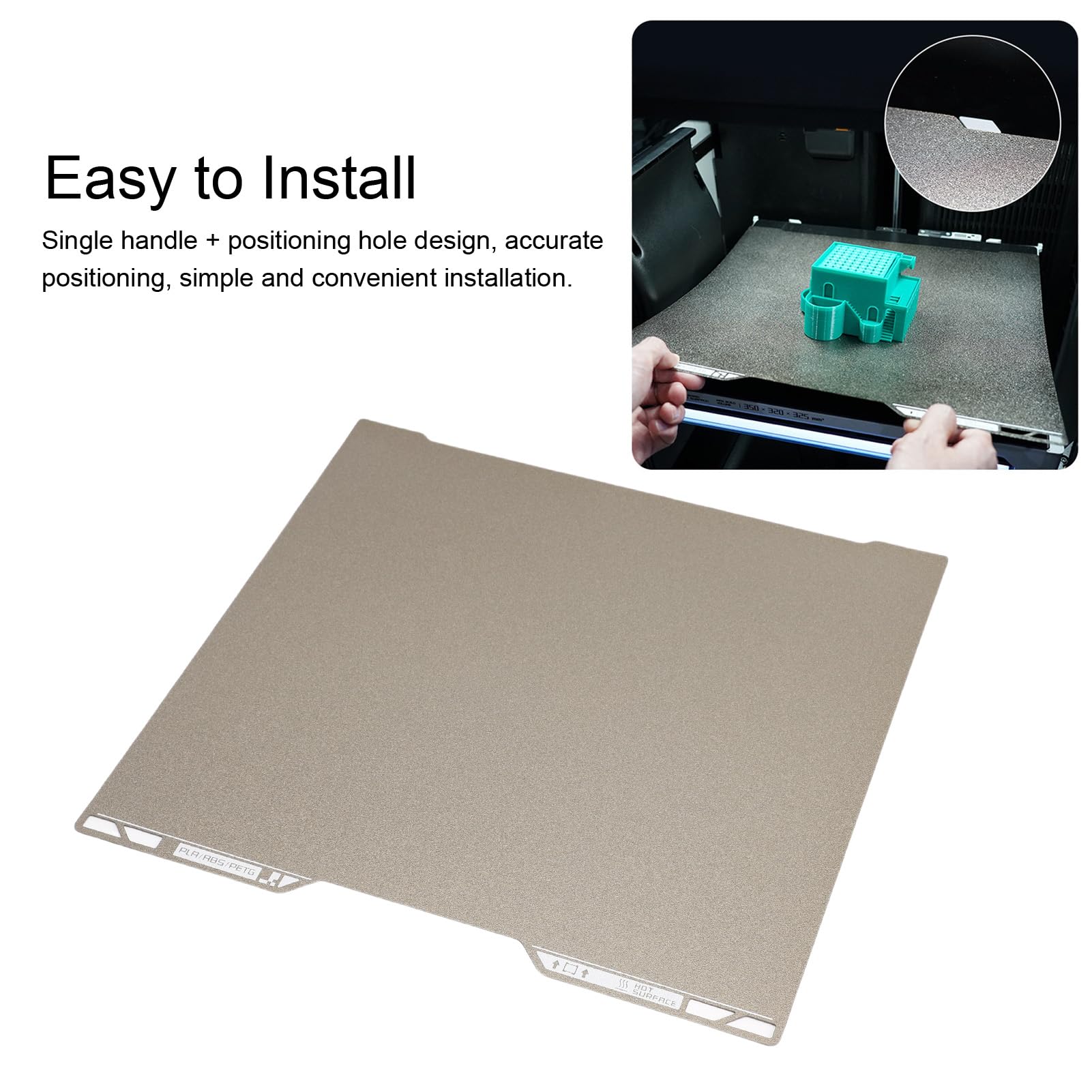 Für Labor H2D -Bauplatte 355x346mm Doppelseitig PEY Flexible Build Platte Flexible Wemovable Feder Stahl Erhitzte Druckbettplattform Für Bambus Labs H2D 3D -Drucker