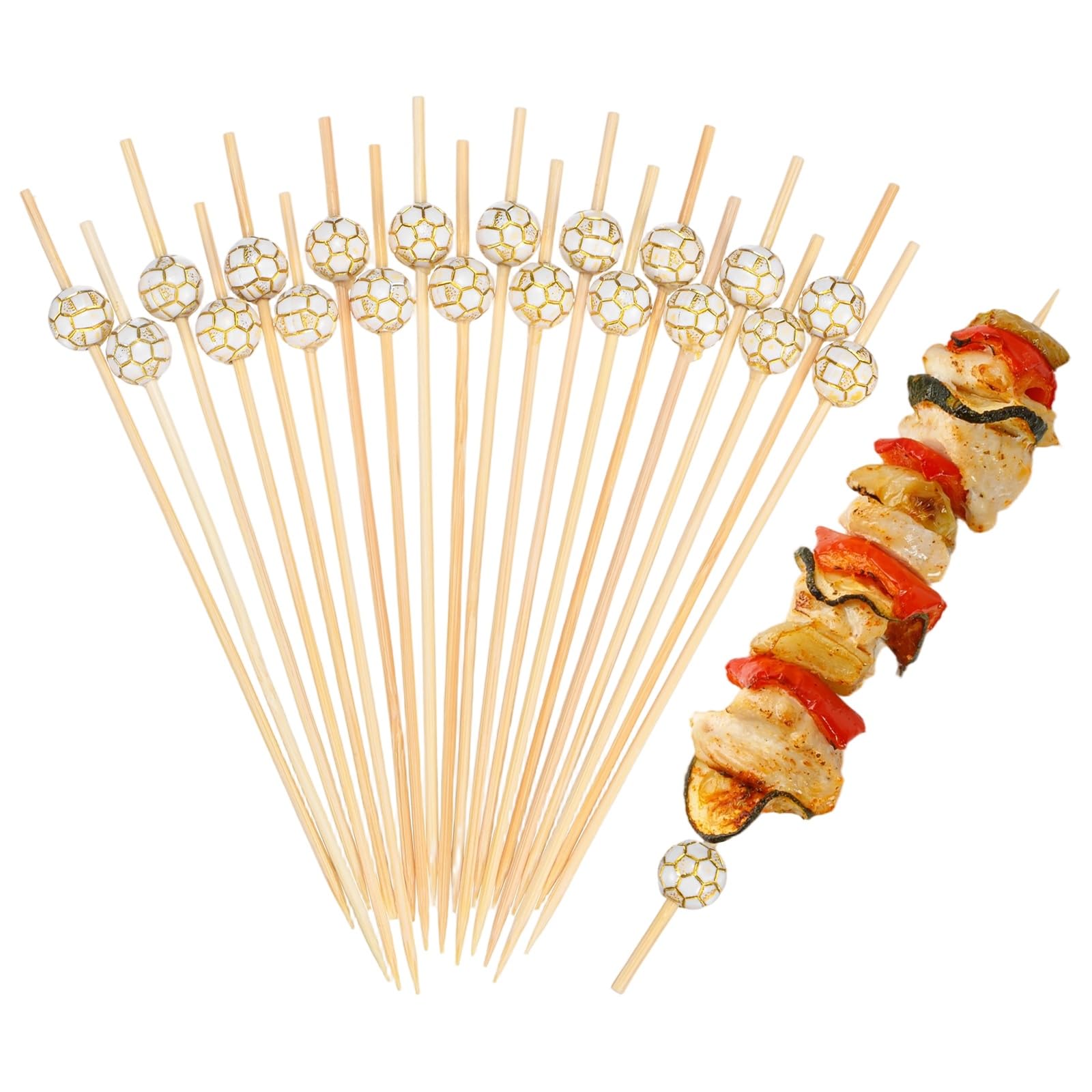 M METERXITY 100-Pack Cocktail Picks 4.7 inch Bamboo Fancy Toothpick