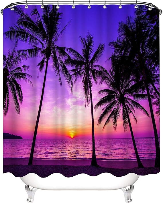 Purple Sunset Beach Shower Curtain