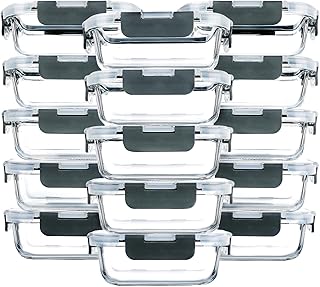 M MCIRCO [15-Pack,13 oz 1.5 Cup Glass Meal Prep Containers, Small Glass ...