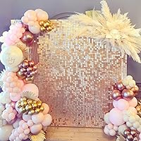 Vista 189 de 36 Panels Giltter Wall Backdrop Pink Shimmer Wall Backdrop for Party Wedding Birthday Engagement Bachelorette Parties Anniversary Decoration