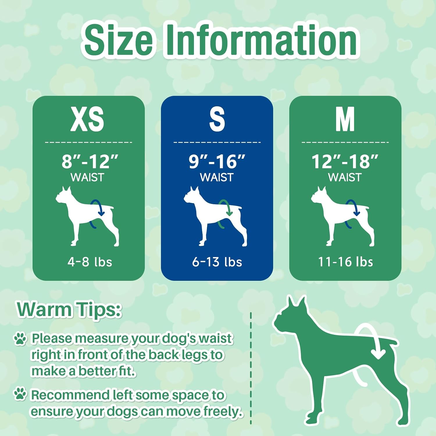 Pet Soft Female Dog Diapers - Disposable Dog Diapers with Adjustable Foam Tail Hole, Cat & Puppy Diaper for Dogs in Heat or Incontinence, X-Small (24Pcs, Green)