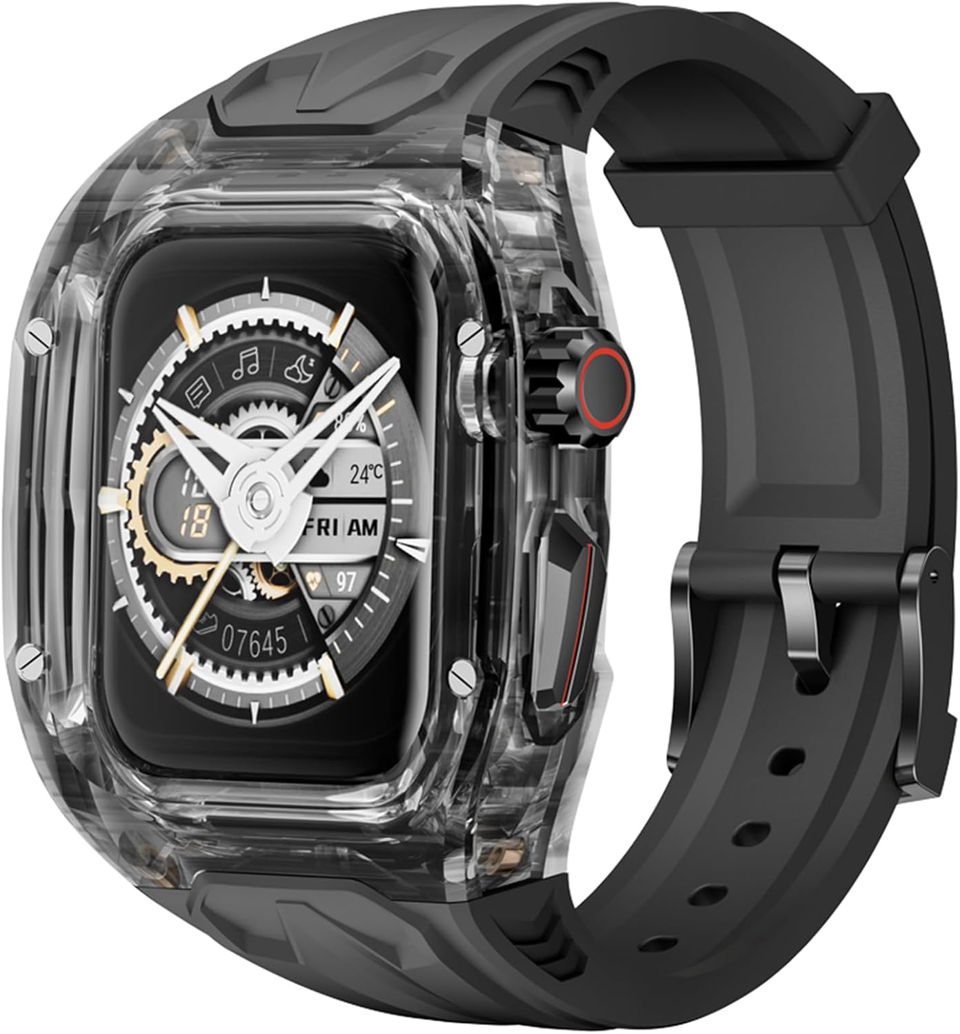 Delidigi Rugged Band and Case Compatible with Apple Watch Ultra 3 2 1 Series 11 10 9 8 7 6 5 4 SE 3 49mm 46mm 45mm 44mm 42mm, iWatch Sport Strap with Shockproof PC Frame Bumper for Men