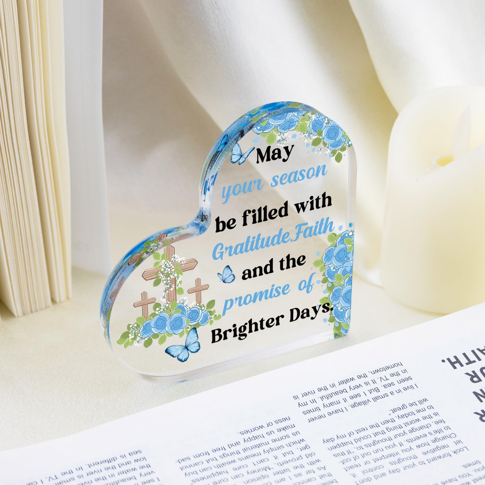 Christian Gifts for Women Acrylic Heart Keepsake with Uplifting Message Easter or Baptism Gift for Christian Women, Religious Gift for Faith and Hope Unique Keepsake for Friends or Family