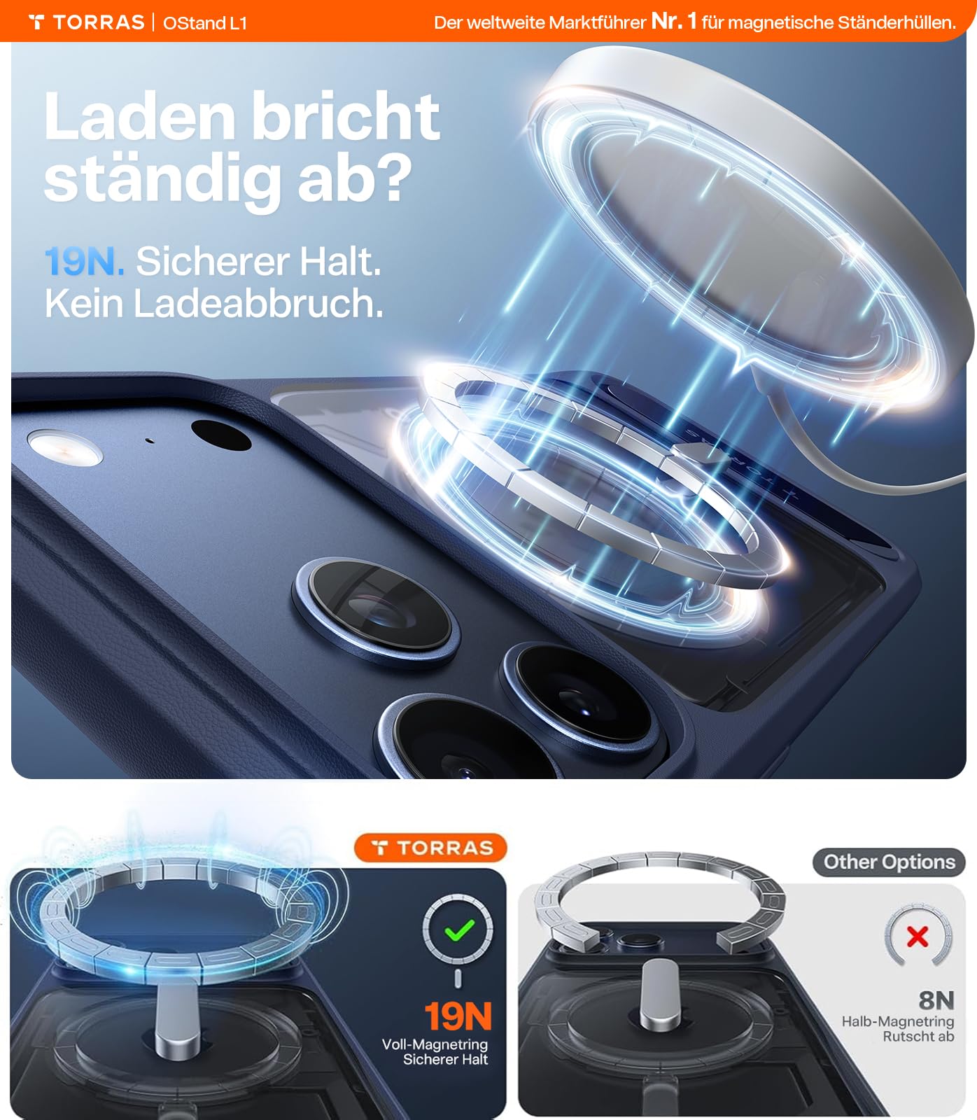 TORRAS iPhone 17 Pro MagSafe Hülle und Sichtschutz Panzerglas Set
