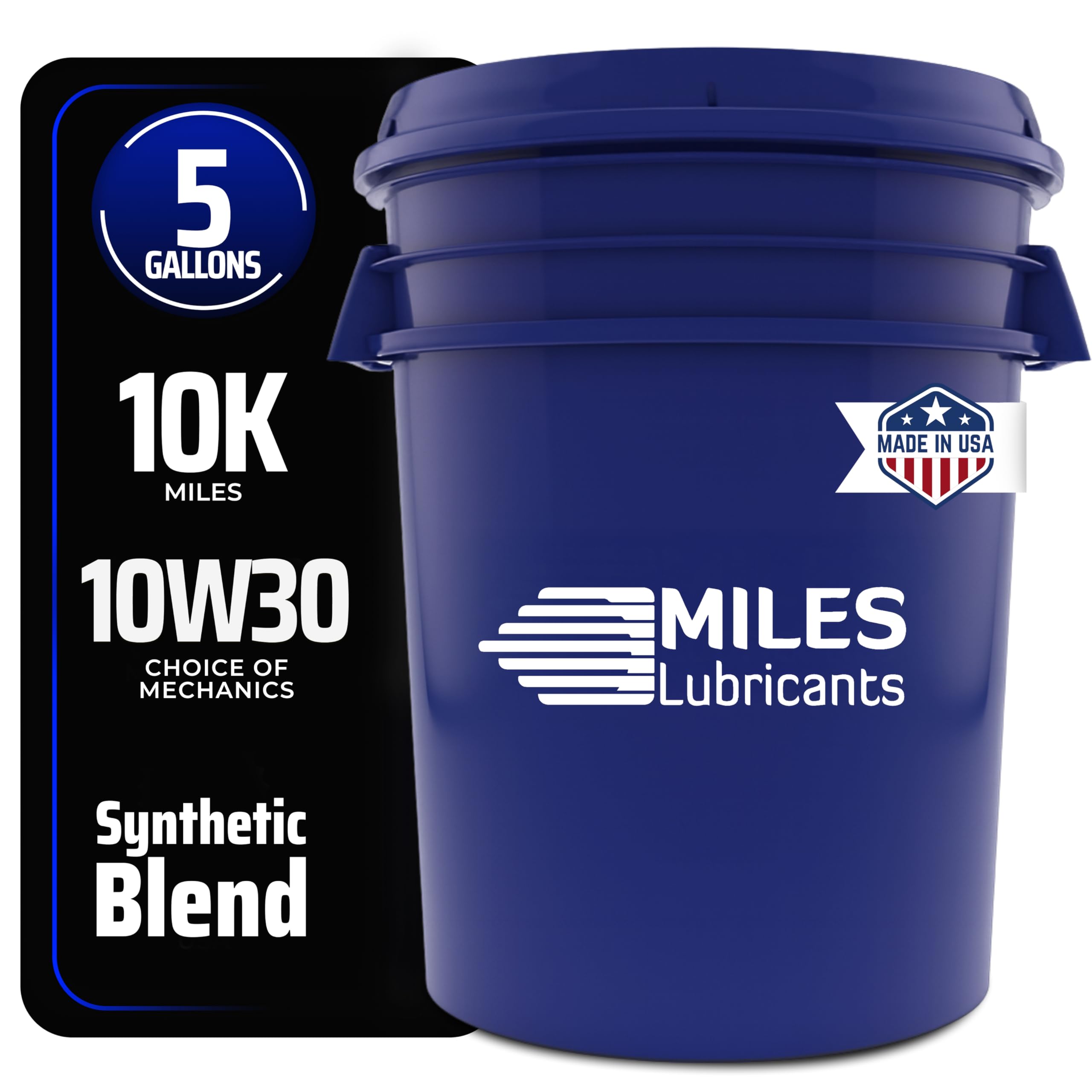 10W-30 Synthetic Blend Motor Oil - 5 Gallon Pail | API SN Plus | Made in USA | 10,000 Mile Protection | Professional Engine Oil for Gasoline Engines