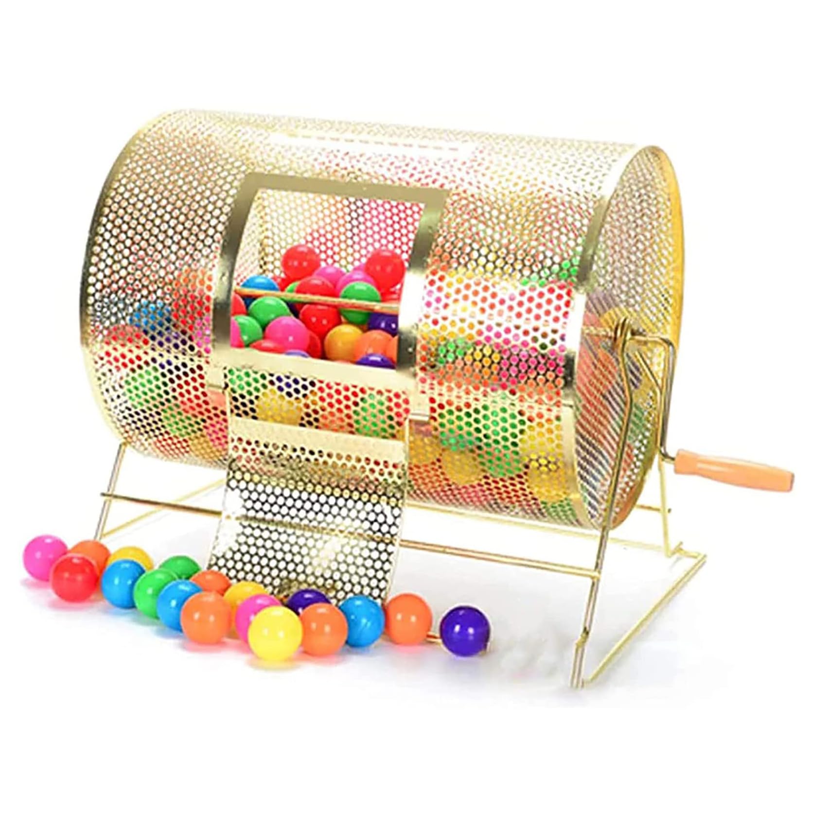 Generic Tambour de tombola en laiton pour jeux de collecte de fonds – Peut contenir 2 500 billets et 130 balles – Poignée en bois – Stable et durable – À partir de 18 ans