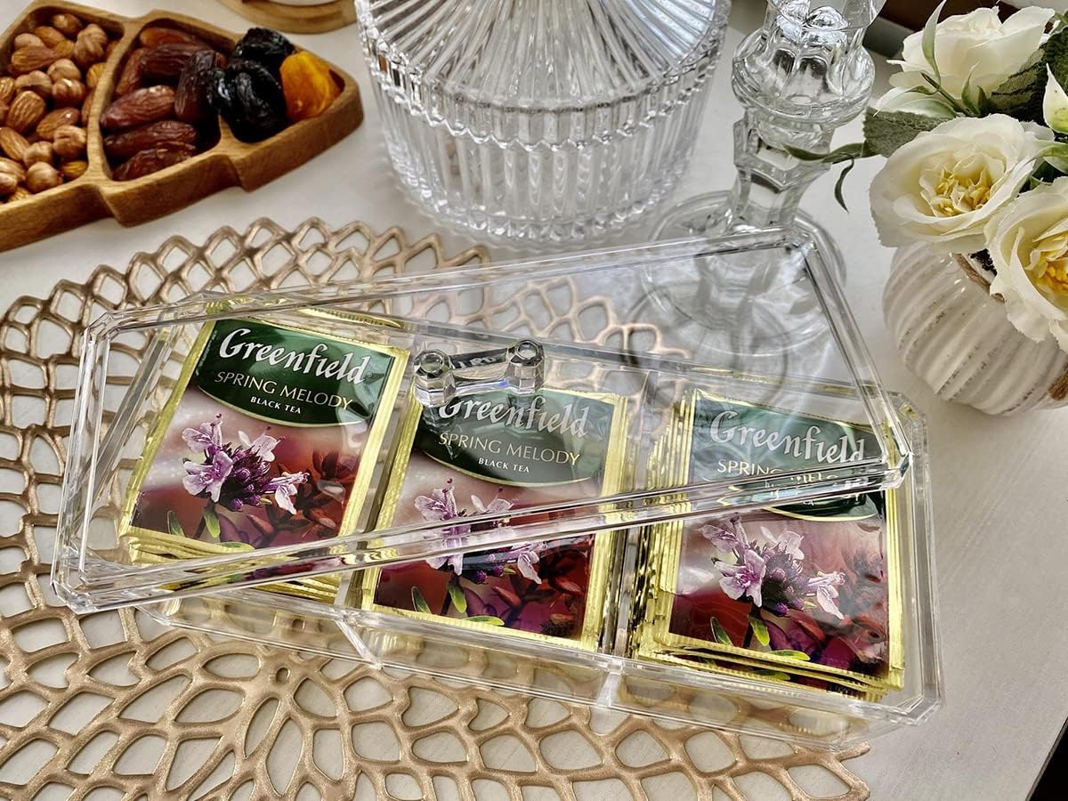 Tea Bag Storage Box, Clear Acrylic Tea Bag Container 3 Compartments Stackable Tea Sachets Holder Easy to Access Teabag Organizer - Image 5