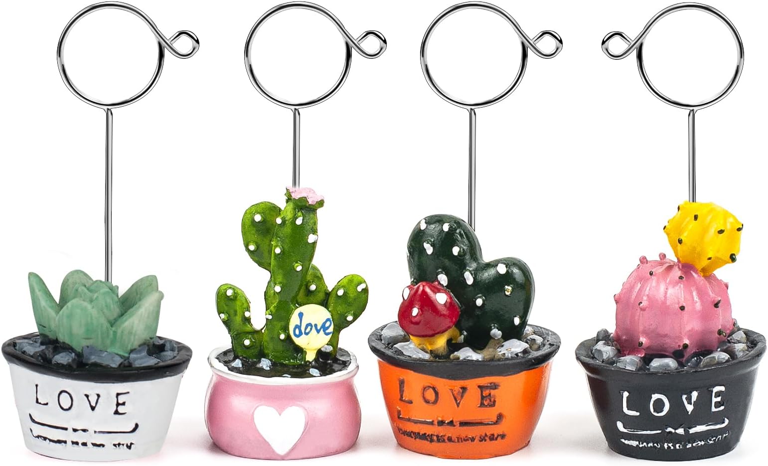 4-Set of Picture Holder,Paper Clip Holder for Desk Cute，Photo Holder Desk Plant Stand Card Photo Holder, Mini Plant Reserved Number Clip Name Note Memo Stand Office Supply Home Decoration