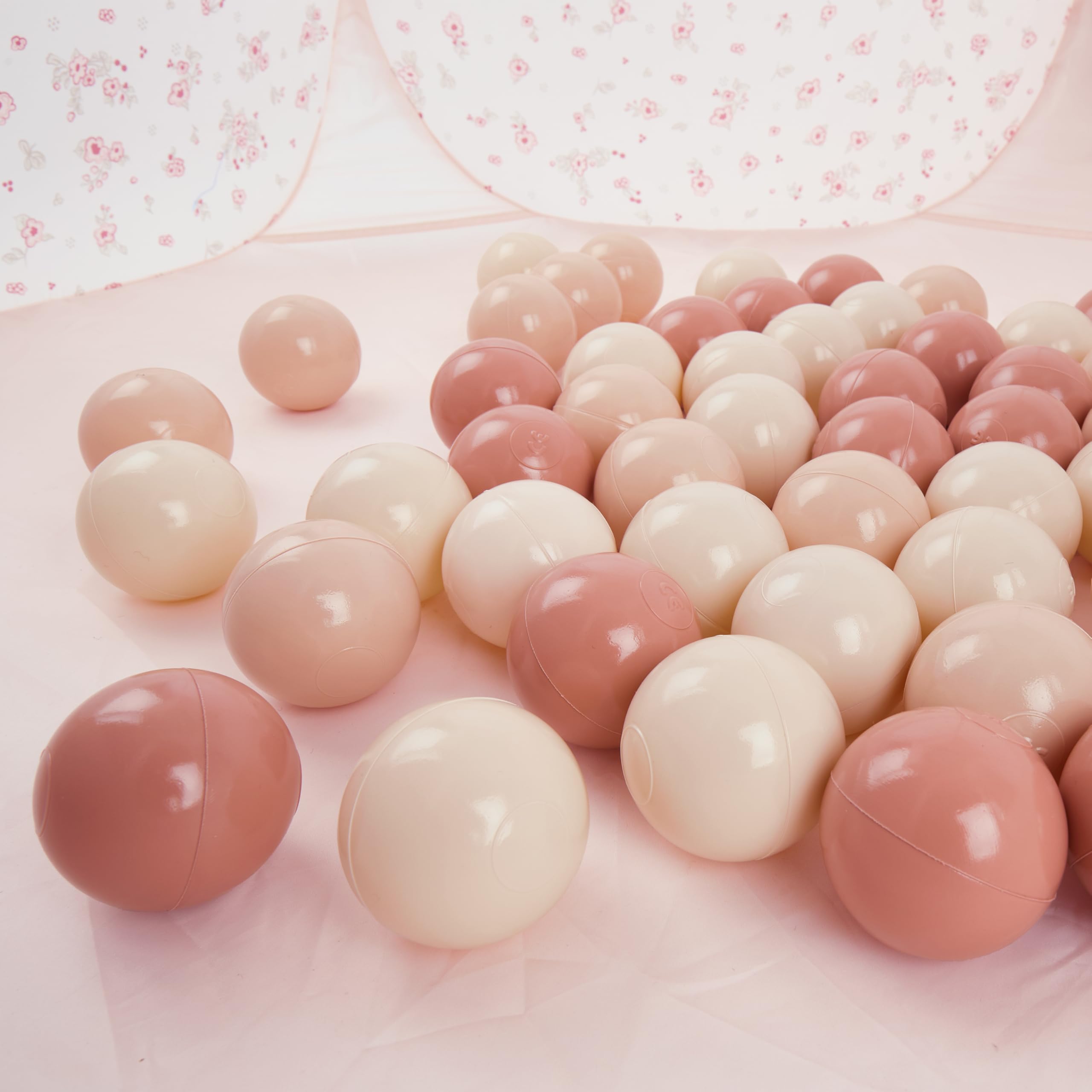 Bieco Namiot dziecięcy i basen z piłkami Pop up Dreamy Flowers z 50 piłkami | Namiot księżniczki dla dzieci | Namiot do zabawy dla dziewczynek