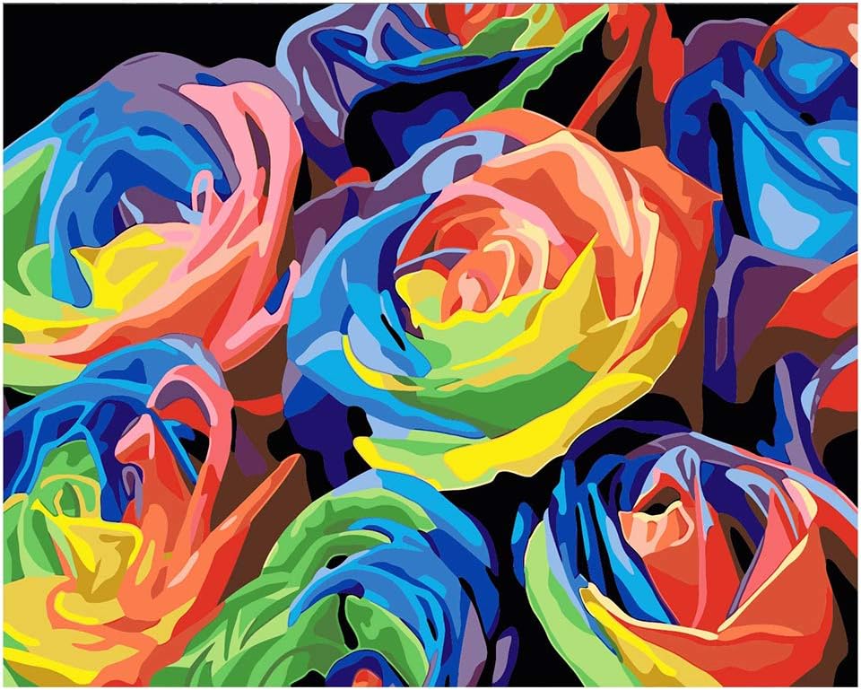 Jishshay 数字油絵 数字塗り絵 花 カラ 数字キット塗り絵 手塗り Diy絵 デジタル油絵 ホーム オフィス装飾 手芸 キット 子供 大人 初心者 芸術品 贈り物 50 X 40 Cm フレームレス 65 Off