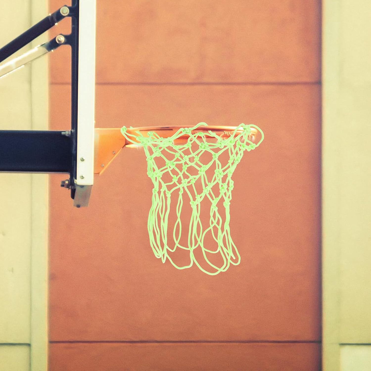 DOITOOL Heavy Duty Fluorescent Basketball Net Replacement 50cm 12-Hook Glow in Dark Nylon Outdoor Sports Net for All-Weather Use
