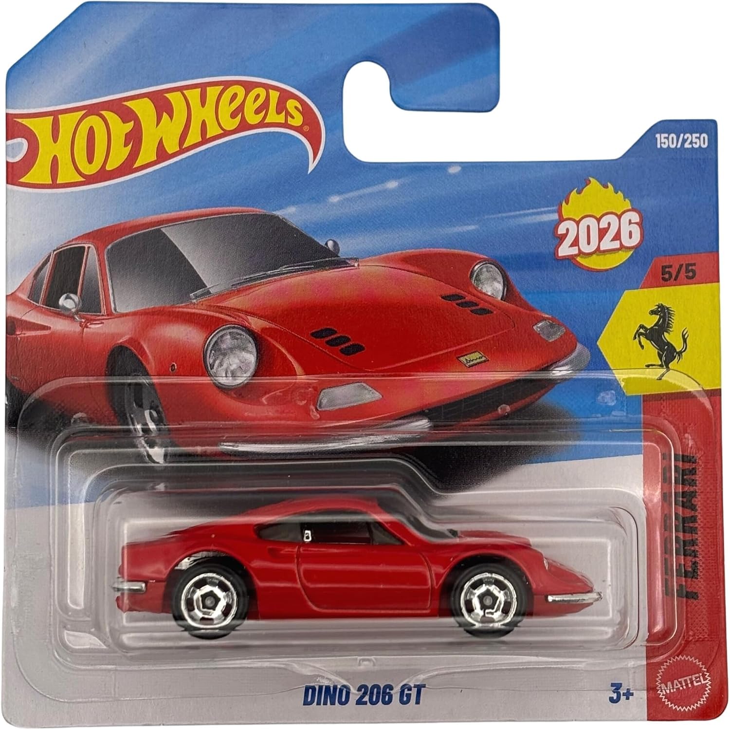 Hot Wheels Ferrari Dino 206 GT Red - JJH56 - Short Card (1/64