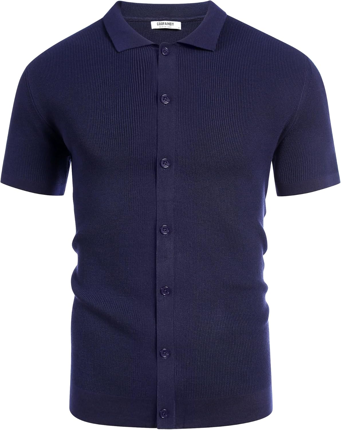 COOFANDY Men's Vintage Knit Shirt Short Sleeve Button Down Polo Shirts for Summer Casual & Vacation - Image 5