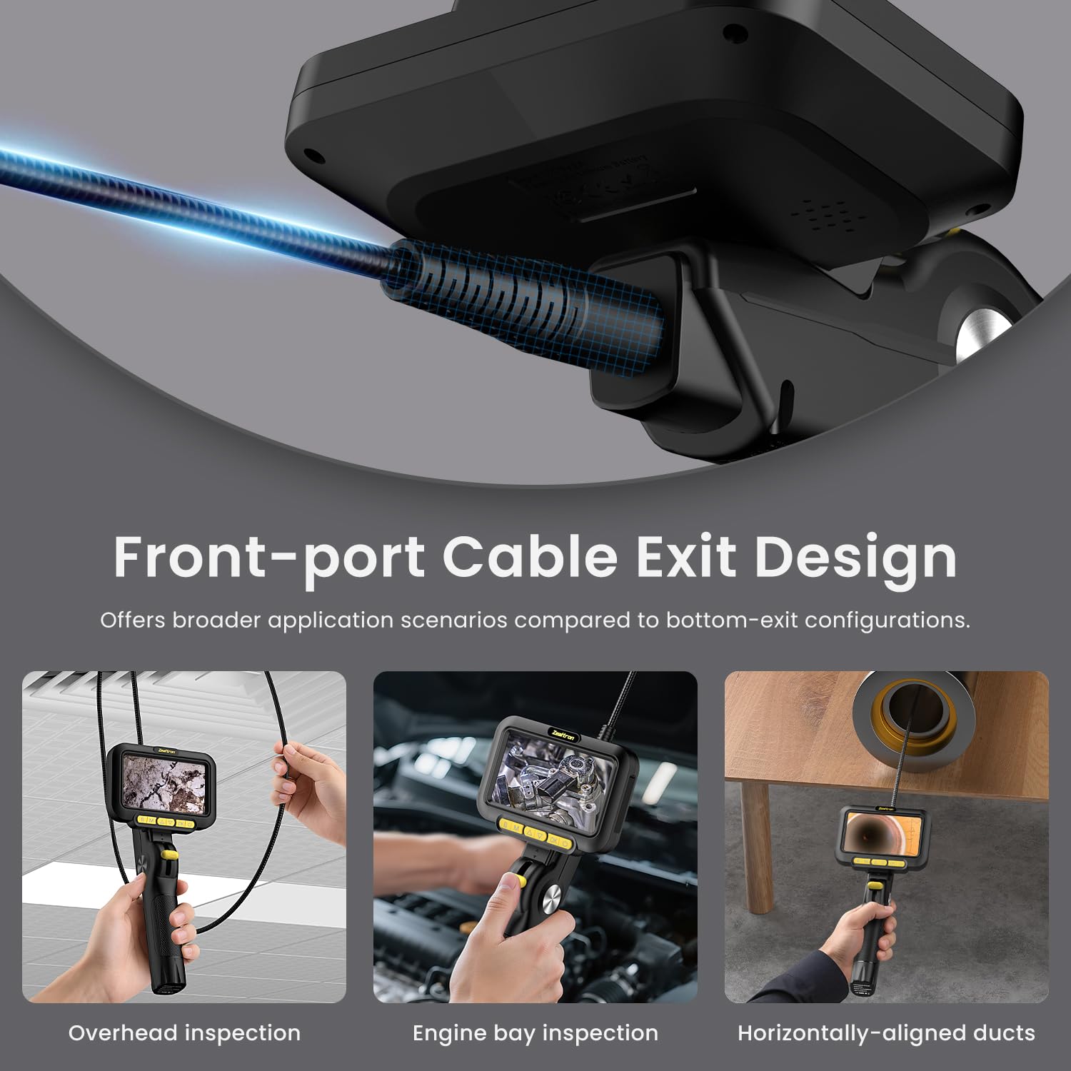Two-Way Articulating Borescope with Light, 6.2mm Probe Industrial Endoscope Camera with 1.5m Self-Resetting Tube, 5" IPS Screen Inspection Camera with Light for Engine/Pipe - Image 2