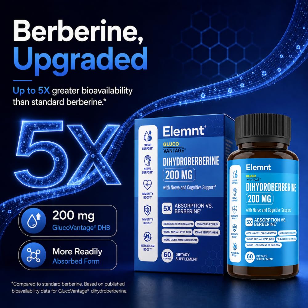 ELEMNT Dihydroberberine 200mg with GlucoVantage, 60 Capsules — Amazon image 3