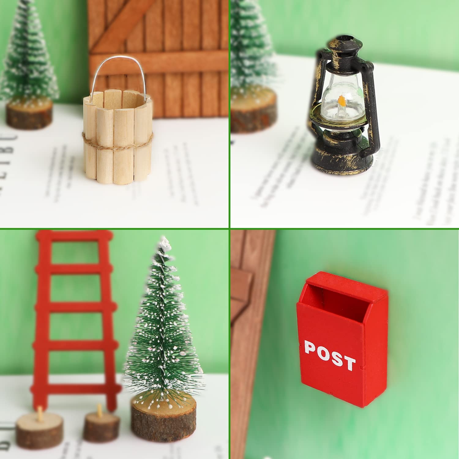 Wichteltür Set Weihnachten – 26-teiliges Miniatur-Set Mit Tür, Briefkasten, Leiter & Baum